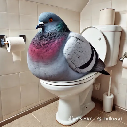 Pigeon Struggles and Falls in Bathroom Scene – AI Generated Video | Hailuo AI