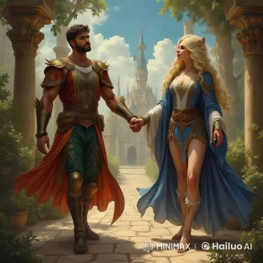 Medieval Couple in Armor Walks Through Enchanted Castle Setting – AI Generated Video | Hailuo AI