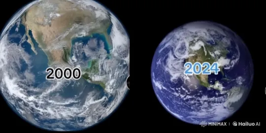Earth: 2000 vs. 2024 Dynamic Visual Comparison – AI Generated Video | Hailuo AI