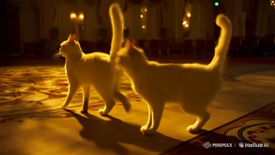 Elegant Cats Dance Gracefully in Vintage Ballroom – AI Generated Video | Hailuo AI