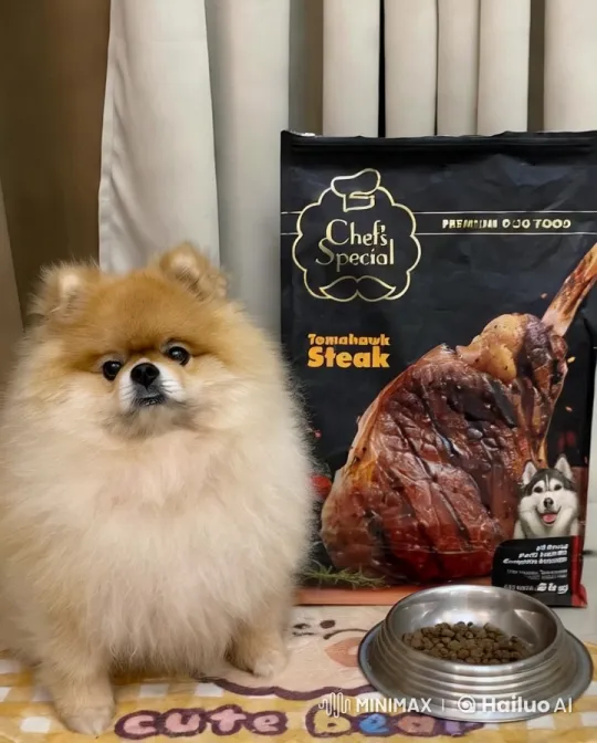 Pomeranian Dances and Plays by Dog Food – AI Generated Video | Hailuo AI