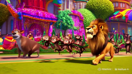 Animal Parade: A Colorful Celebration in Pixar Style – AI Generated Video | Hailuo AI