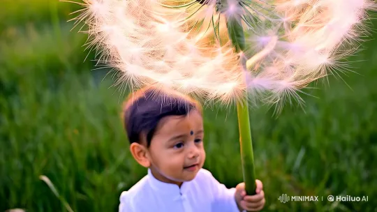 Boy and Giant Dandelion: A Moment of Wonder – AI Generated Video | Hailuo AI