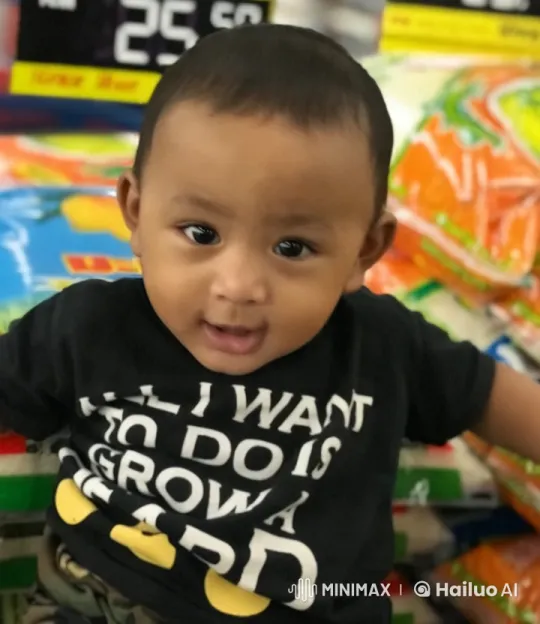 Child in Grocery Cart with Playful Shirt Aesthetic – AI Generated Video | Hailuo AI