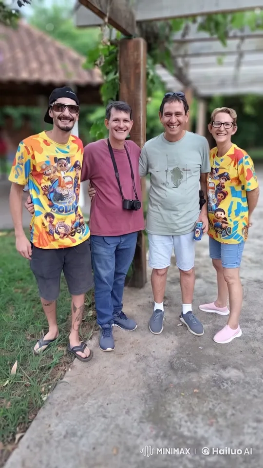 Group Dance in Lush Setting with Animated Shirts – AI Generated Video | Hailuo AI