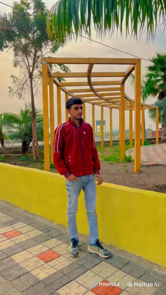 Young Man in Garden with Striped Jacket – AI Generated Video | Hailuo AI