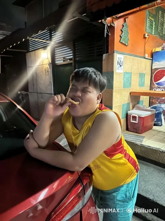 Nighttime Street Dance Scene with Boy and Red Car – AI Generated Video | Hailuo AI