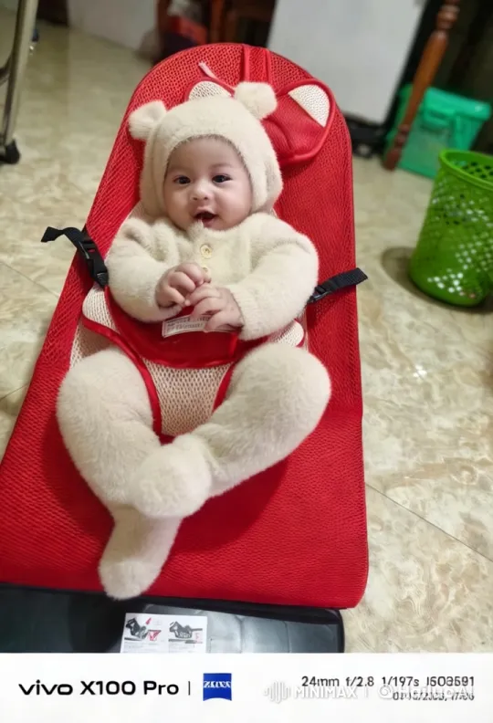 Baby Dances in Bear Onesie, Red Bouncer – AI Generated Video | Hailuo AI