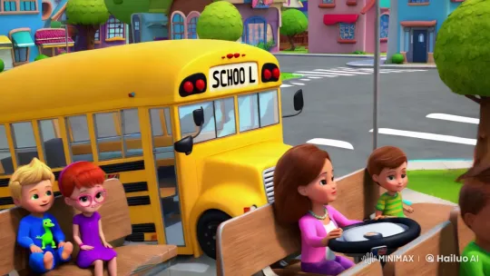 Charming Animated Bus Ride with School Kids and Teacher – AI Generated Video | Hailuo AI