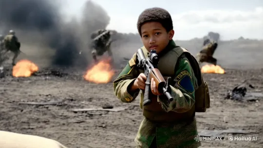Young Soldier Protects Comrade Amidst Battlefield Chaos – AI Generated Video | Hailuo AI