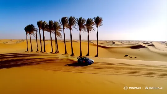 Mercedes Races Through Sunlit Desert in Paris-Dakar Rally – AI Generated Video | Hailuo AI