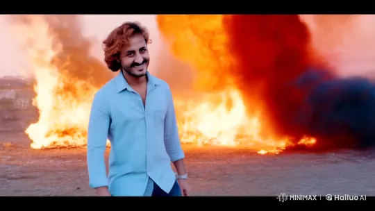 Man Walks Calmly Toward Camera Amidst Explosion – AI Generated Video | Hailuo AI