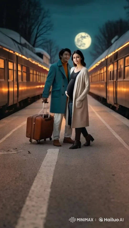 Moonlit Train Station: Couple's Anticipatory Walk – AI Generated Video | Hailuo AI