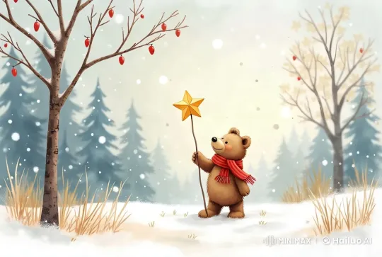 Cute Bear Cub in Winter Wonderland – AI Generated Video | Hailuo AI