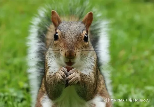 Squirrel Cooking with Utensils in Lush Green Field – AI Generated Video | Hailuo AI