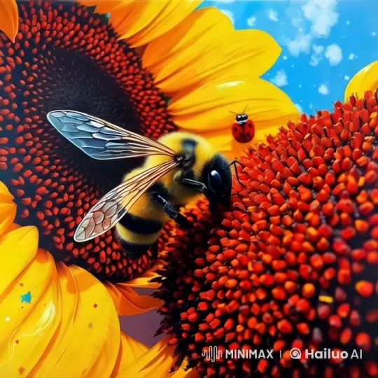 Bees and Ladybugs in a Sunflower Haven – AI Generated Video | Hailuo AI