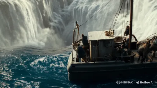 Fishing Boat Navigates Perilous Ocean Abyss – AI Generated Video | Hailuo AI