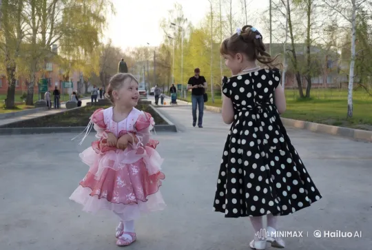 Girls' Friendship and Serene Park Setting Captured – AI Generated Video | Hailuo AI