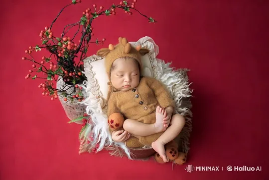 Baby Dancing in Cozy Red-and-White Setting – AI Generated Video | Hailuo AI