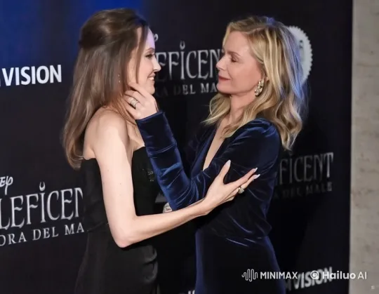 Angelina Jolie and Michelle Pfeiffer Share Tender Kiss at 'Maleficent' Premiere – AI Generated Video | Hailuo AI