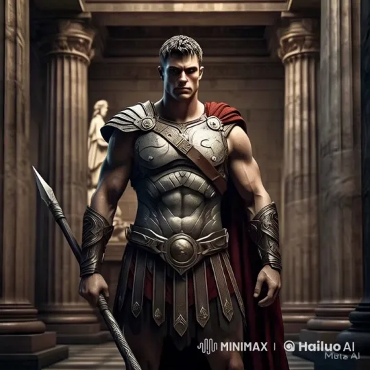 Warrior Showcases Martial Prowess in Grand Hall Setting – AI Generated Video | Hailuo AI