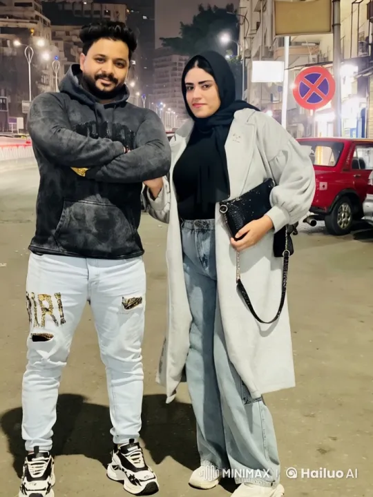 Nighttime Urban Portrait of a Couple on a Street – AI Generated Video | Hailuo AI