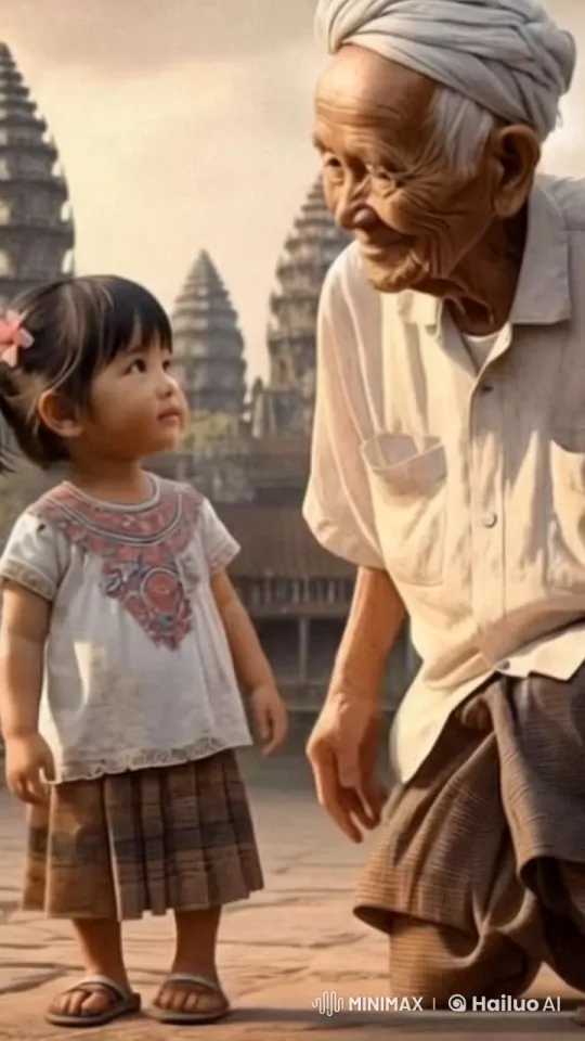 Cultural Heritage: Generational Bond at Angkor Wat – AI Generated Video | Hailuo AI