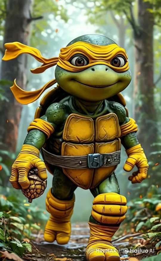 Vibrant Turtle Adventure in Lush Forest with Owl Encounter – AI Generated Video | Hailuo AI
