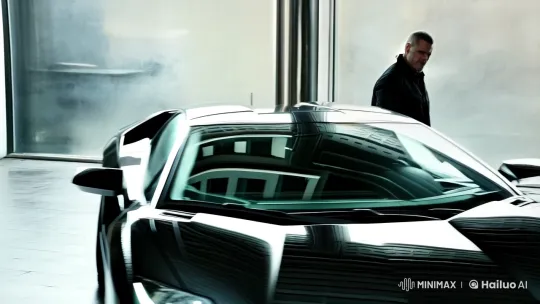 Hard Man Approaches Sleek Lamborghini in Sophisticated London Scene – AI Generated Video | Hailuo AI