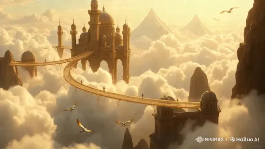 Floating Castle Above Clouds with Majestic Architecture – AI Generated Video | Hailuo AI