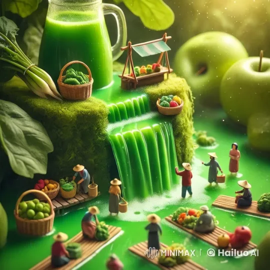 Miniature Farmers' Market in Lush Green Landscape – AI Generated Video | Hailuo AI