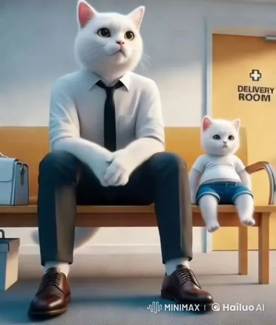 Waiting Room: The Anxious Cats in Aesthetic Style – AI Generated Video | Hailuo AI