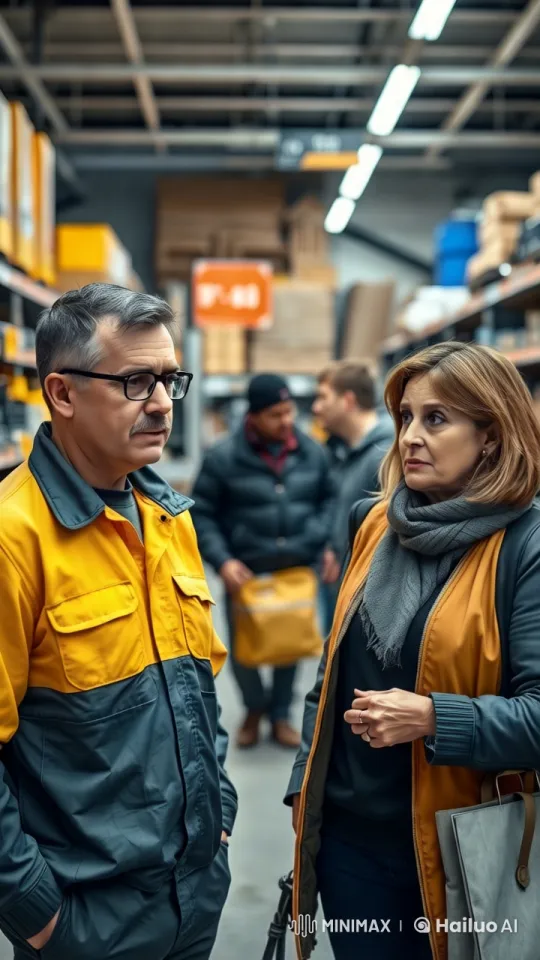 Dynamic Interaction in Busy Hardware Store Aisle – AI Generated Video | Hailuo AI