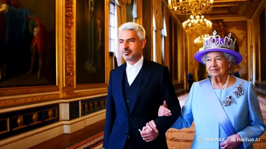 Royal Escort: A Man and the Queen Walk in Grace – AI Generated Video | Hailuo AI