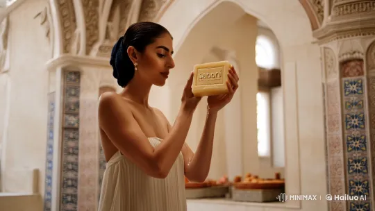 Arab Woman Washes with Aleppo Soap in Opulent Hamam – AI Generated Video | Hailuo AI