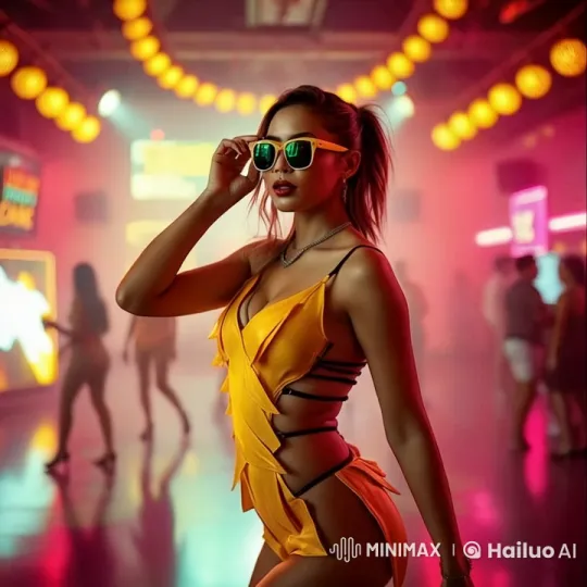 Stunning Woman Dances Provocatively in Neon Club – AI Generated Video | Hailuo AI