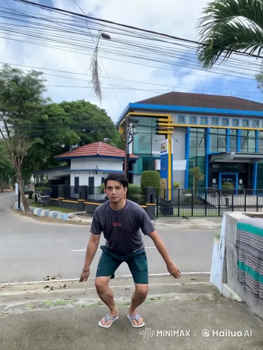 Man Transitions from Squat to Run in Scenic Setting – AI Generated Video | Hailuo AI