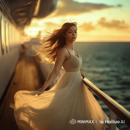 Woman on Cruise Ship at Sunset - Live2D Serenity – AI Generated Video | Hailuo AI