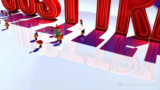 Vibrant 'JustTry' Scene with Playful Dwarfs and Dynamic Camera Work – AI Generated Video | Hailuo AI