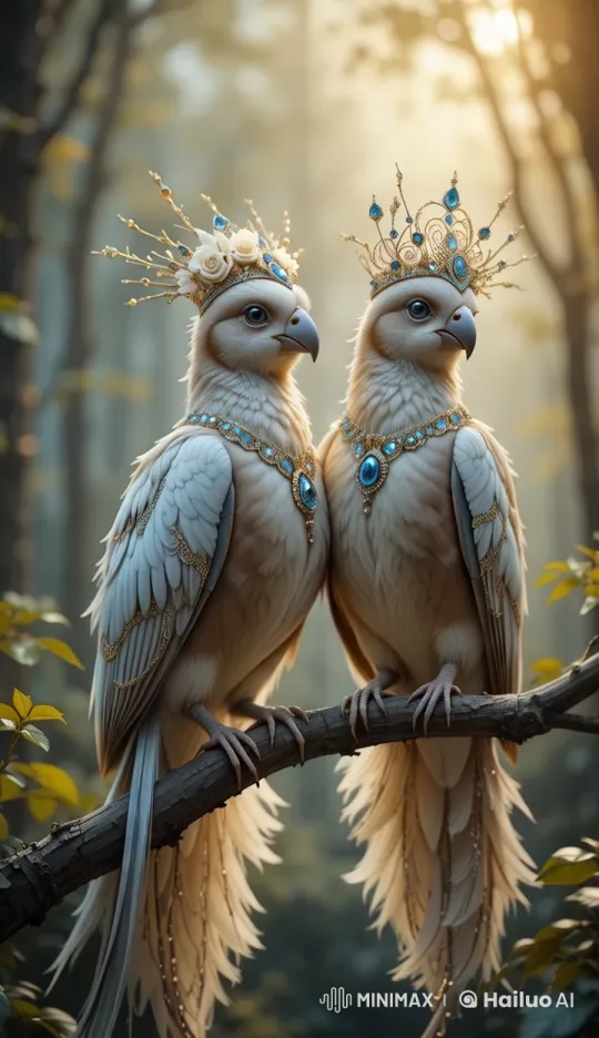 Regal Birds Adorned in Forest Serenity – AI Generated Video | Hailuo AI