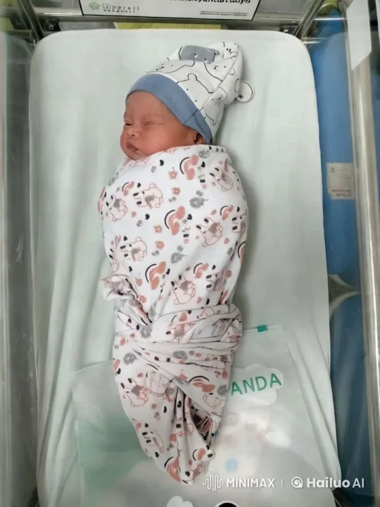 Newborn Baby in Animal-Design Blanket in Hospital Bassinet – AI Generated Video | Hailuo AI