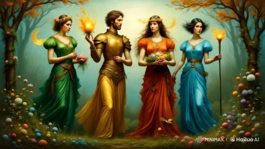 Mystical Forest Ceremony with Elegantly Dressed Figures – AI Generated Video | Hailuo AI