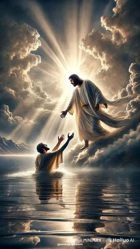 Radiant Jesus Extends Hand to Seeker in Divine Embrace – AI Generated Video | Hailuo AI