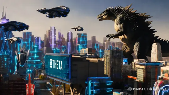 Futuristic Godzilla Stands in Robotic Cityscape – AI Generated Video | Hailuo AI