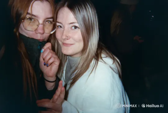 Two Friends Run Through Festive Night in Joy – AI Generated Video | Hailuo AI