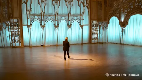 Dramatic Camera Movement Captures Stage and Architecture – AI Generated Video | Hailuo AI