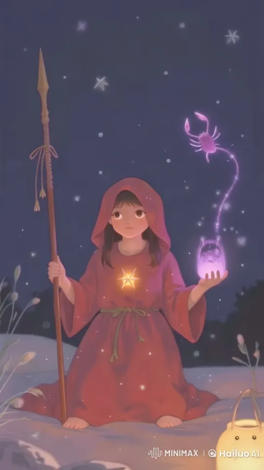 Mystical Character Conjures Magic Under Starry Night – AI Generated Video | Hailuo AI