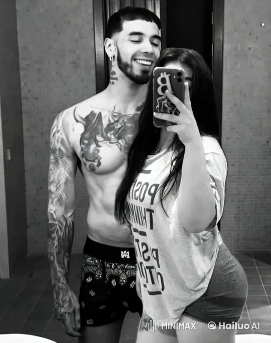 Intimate Tattooed Couple Shares Moment in Modern Bathroom – AI Generated Video | Hailuo AI