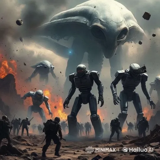Humanity's Struggle Against Robots and Aliens in Post-Apocalyptic World – AI Generated Video | Hailuo AI