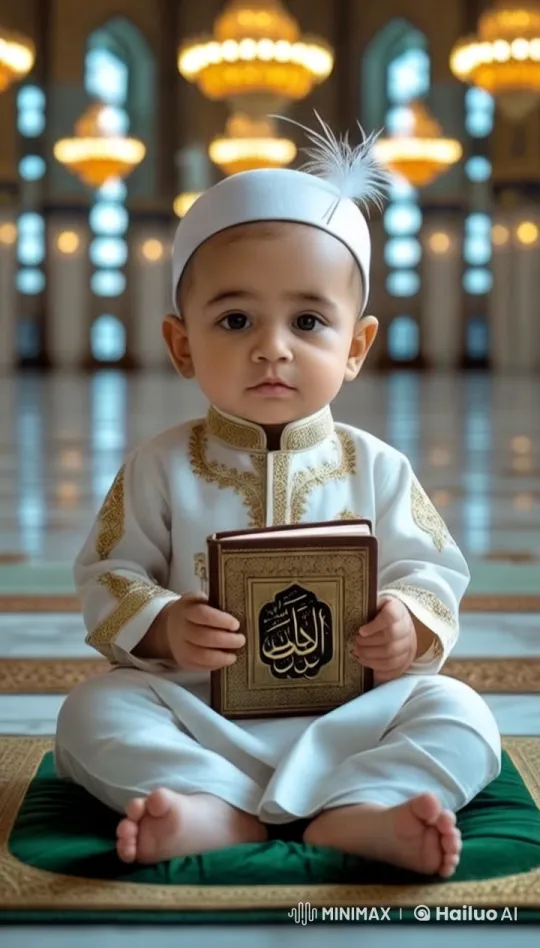 Child, Quran, and Serene Mosque Interior – AI Generated Video | Hailuo AI